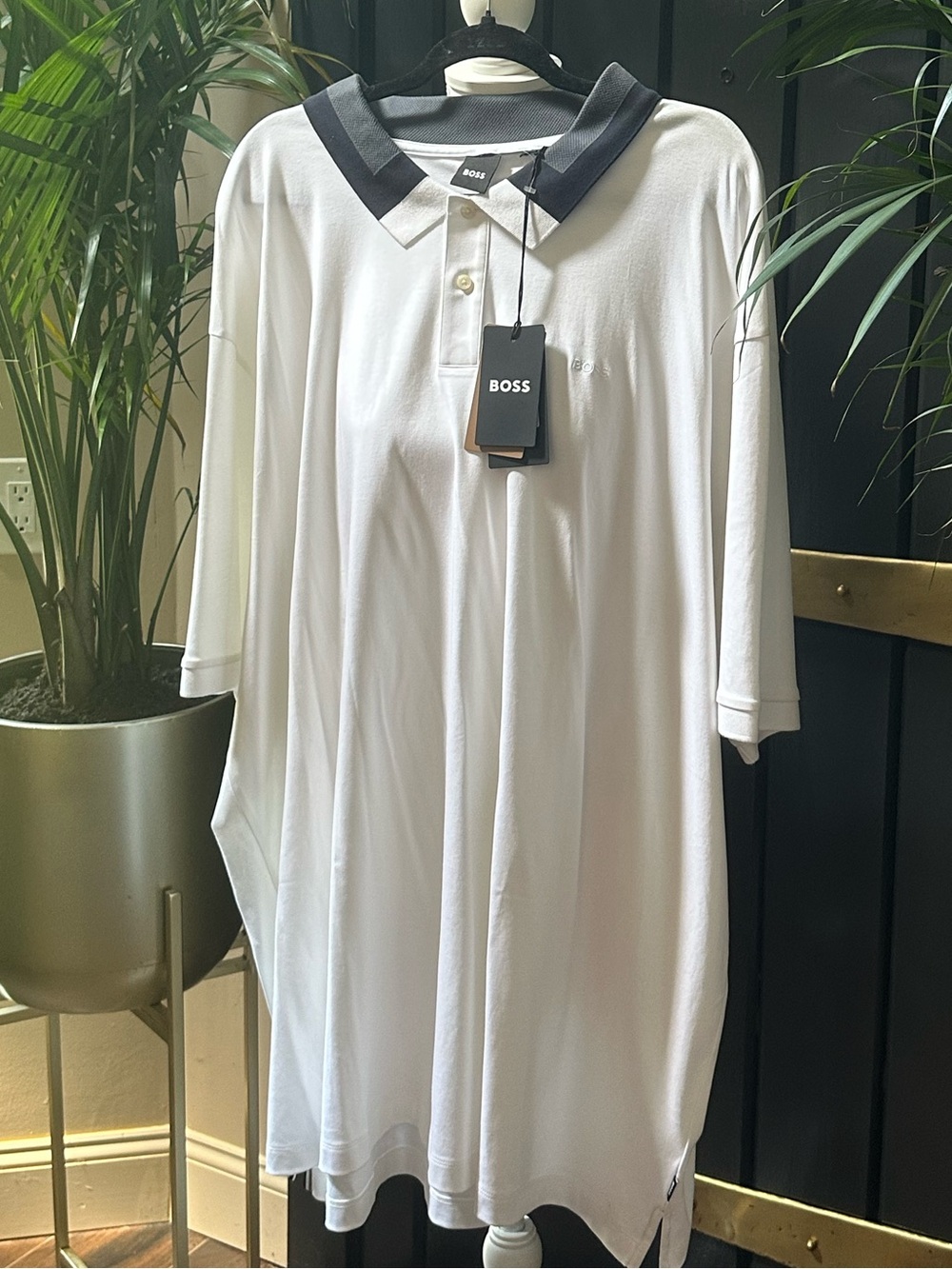NWT Authentic HUGO BOSS Men’s Logo White Polo shirt top Big and Tall Cotton 5XL
